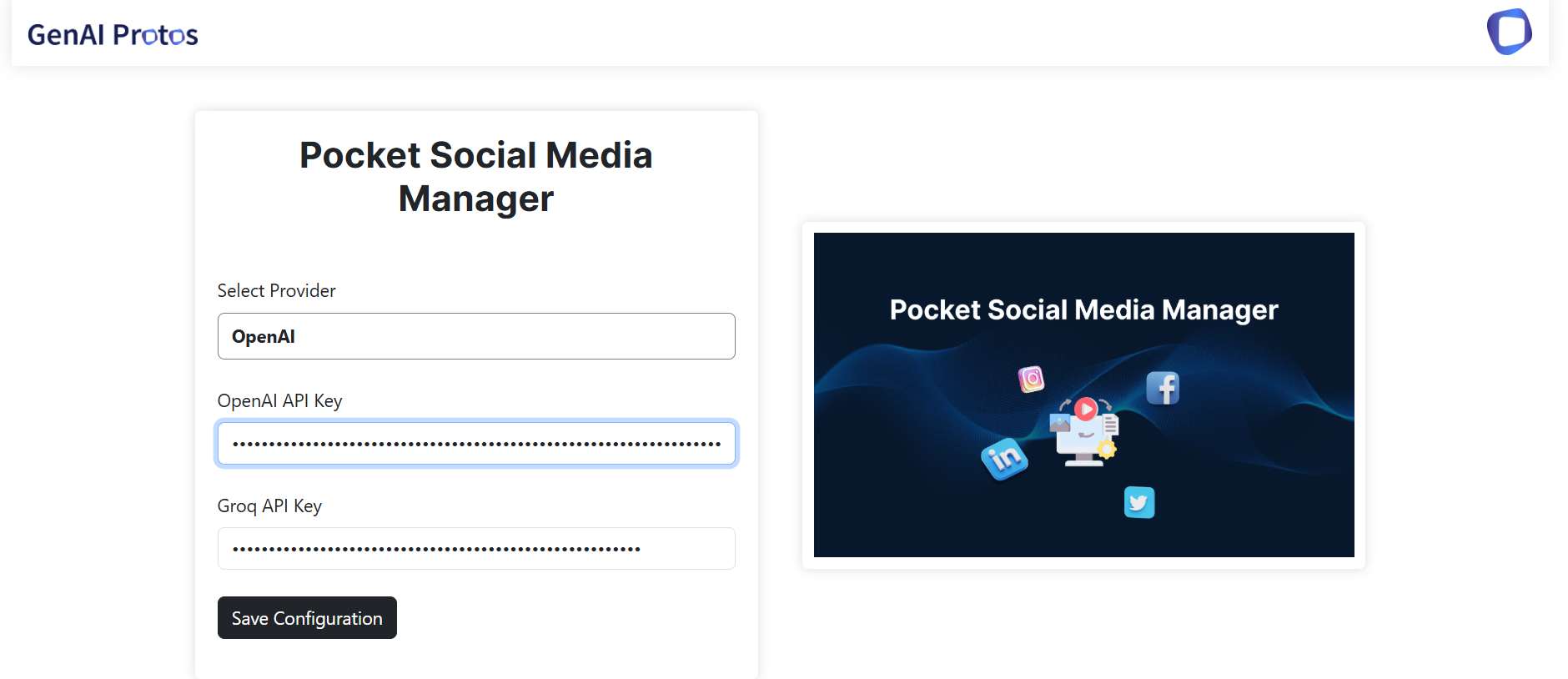 Select Provider and put in the API keys