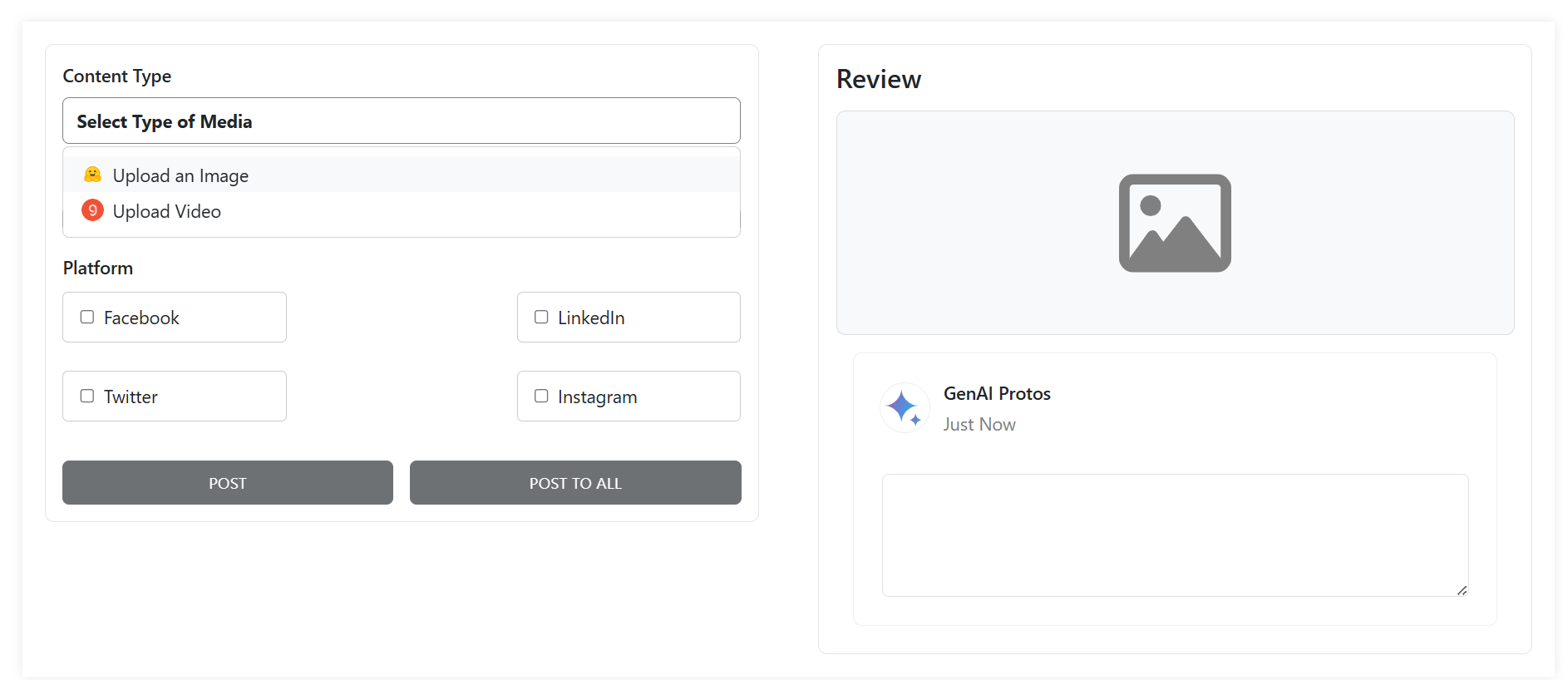 Select the type of media : image/video
