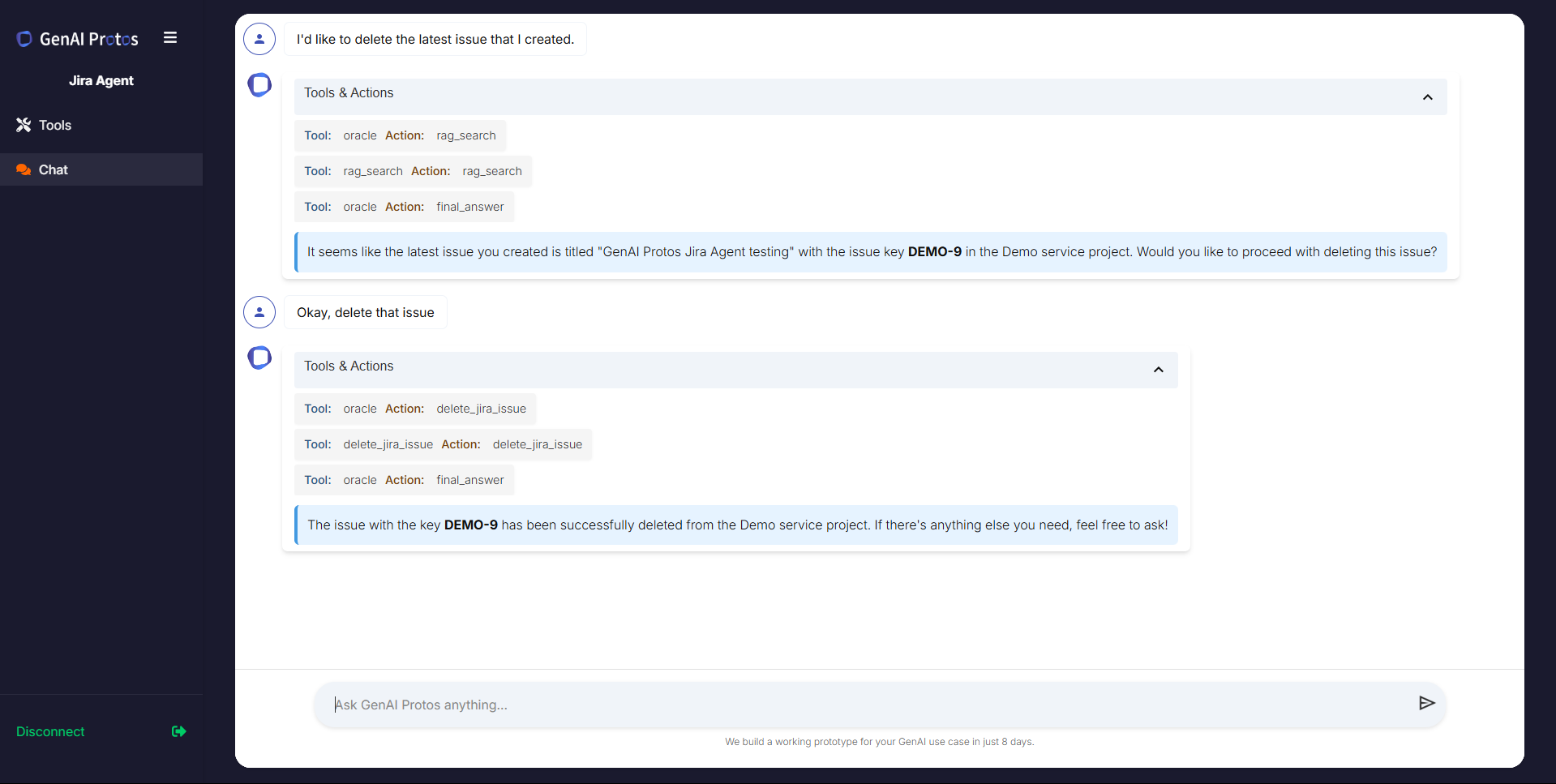 Deleting the issue for Jira AI Agent