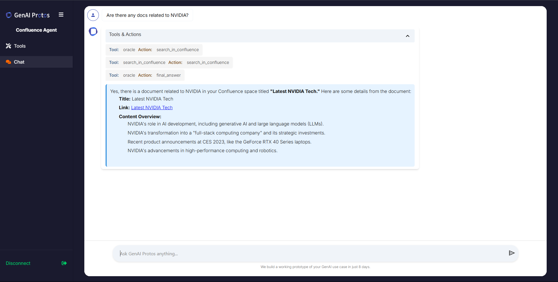 Chat Interface for Confluence AI Agent 2