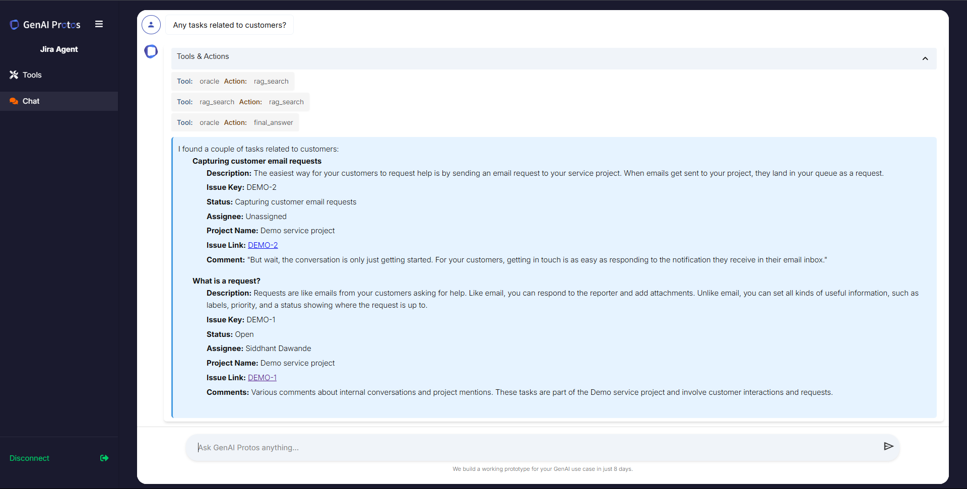 Chat Interface fir Jira AI Agent