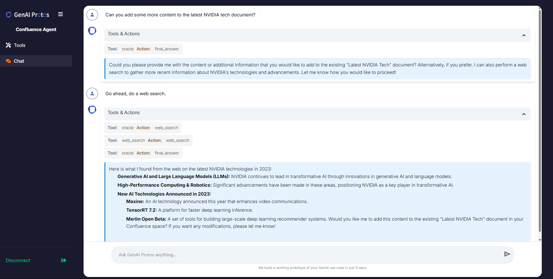 Chat Interface for Confluence AI Agent 3