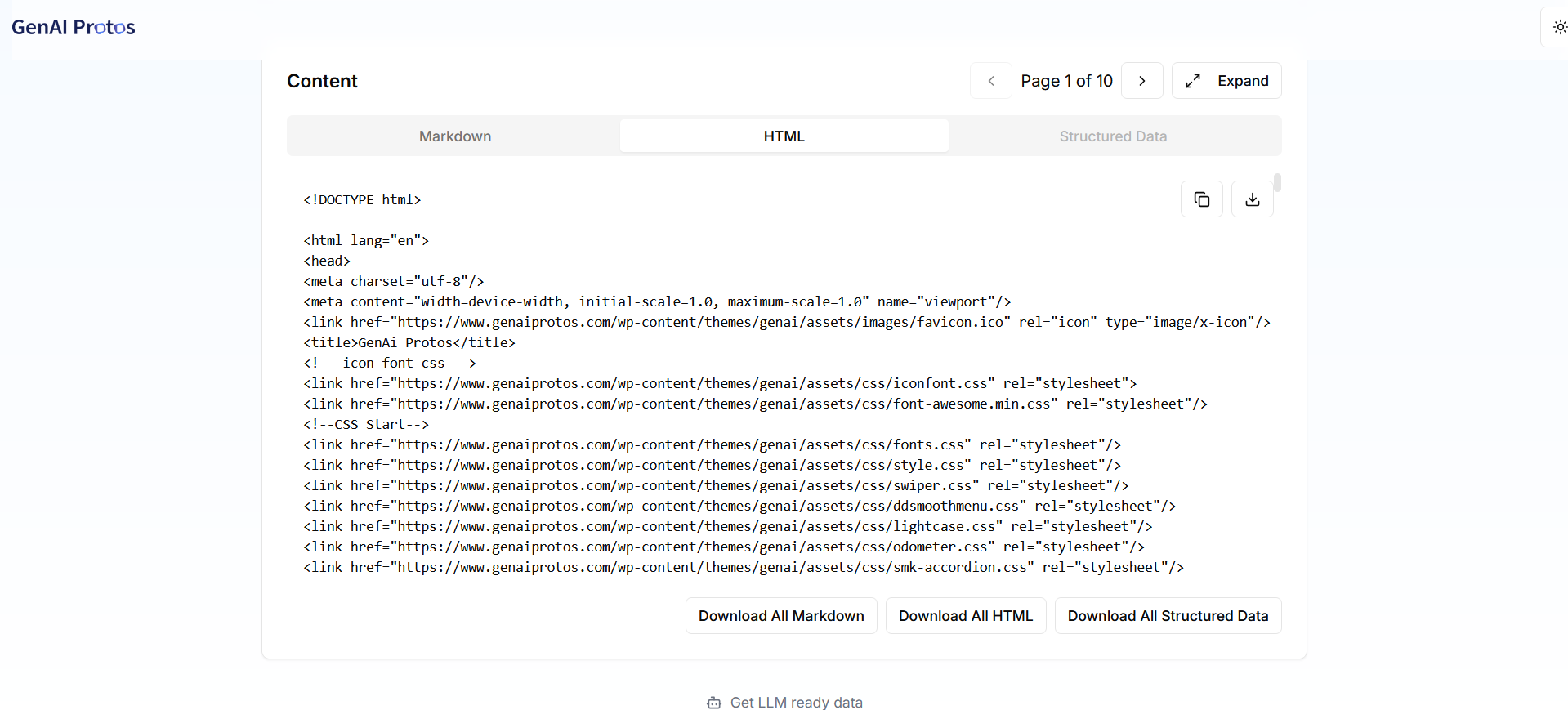 Output in HTML format